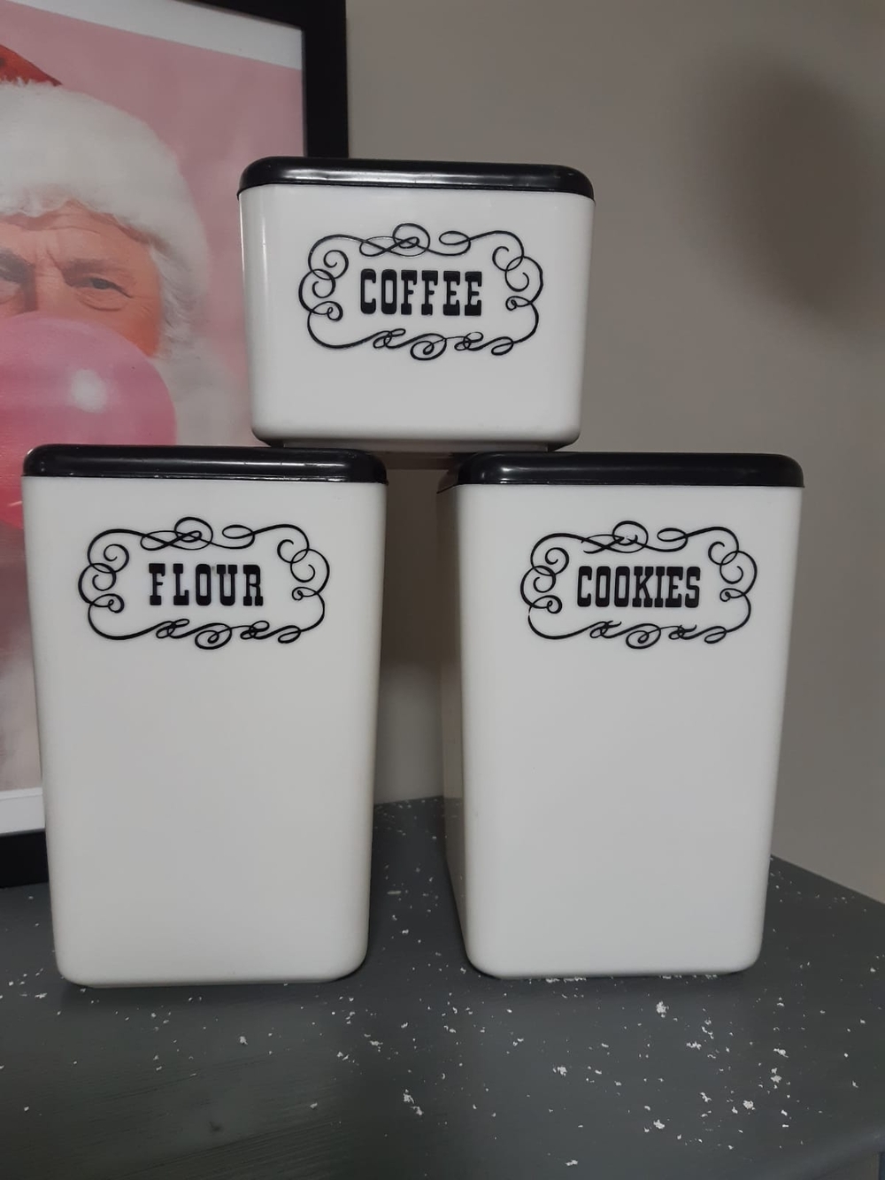 Rare 1960s Beacon Canister Set with Black Lids